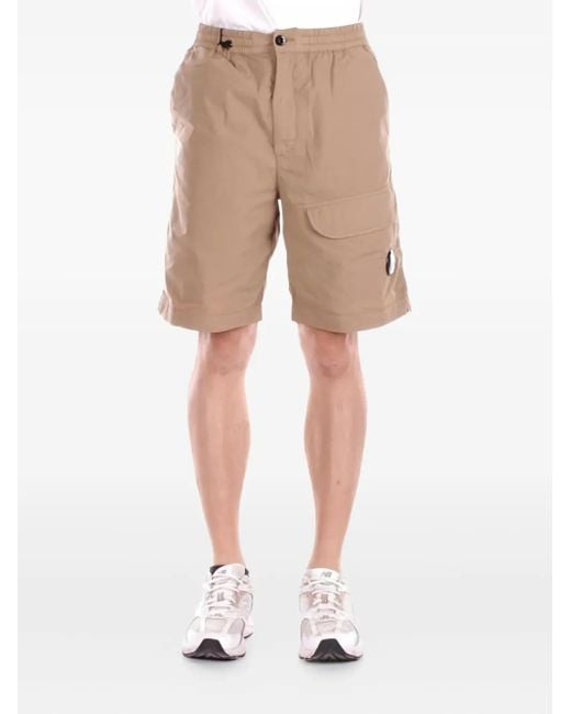 C P Company Natural Pocket-Detail Elasticated-Waist Shorts for men