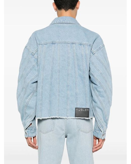 Mugler Blue Panelled Denim Jacket for men