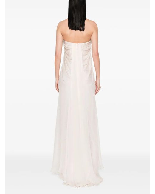 McQueen White Draped Maxi Dress
