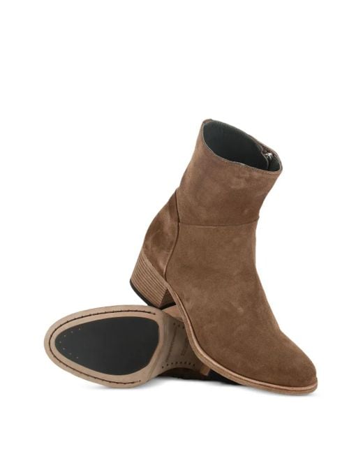 Officine Creative Brown Zipped Block-Heel Boots