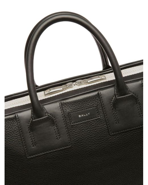 Bally Black Bord Grained-leather Briefcase for men