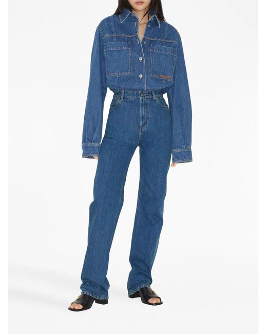 Burberry Blue High-Waisted Straight-Leg Cotton Jeans
