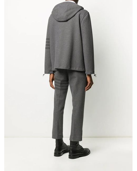 Thom Browne Gray Tonal 4-Bar Hooded Jacket for men