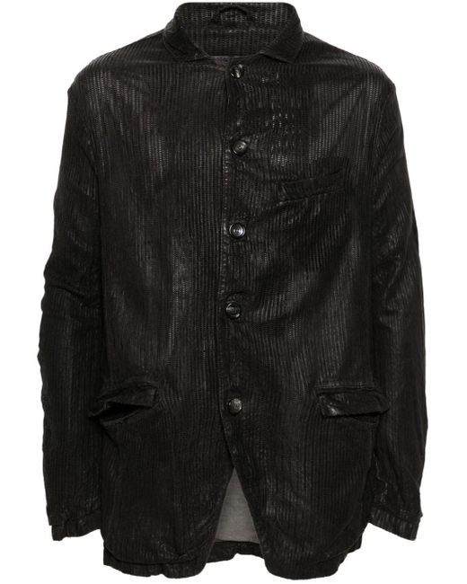 Giorgio Brato Black Perforated Leather Shirt Jacket for men