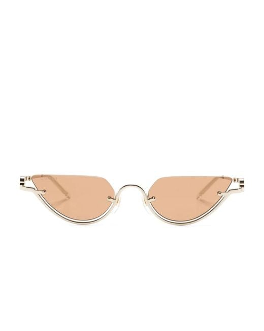 Gucci Natural Half-Rim Geometric-Frame Sunglasses