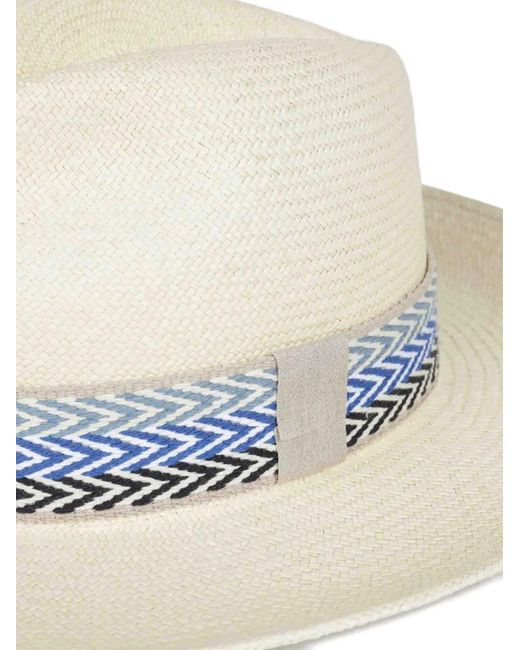 Lock & Co White Walter Chevron-Patterned Panama Hat for men