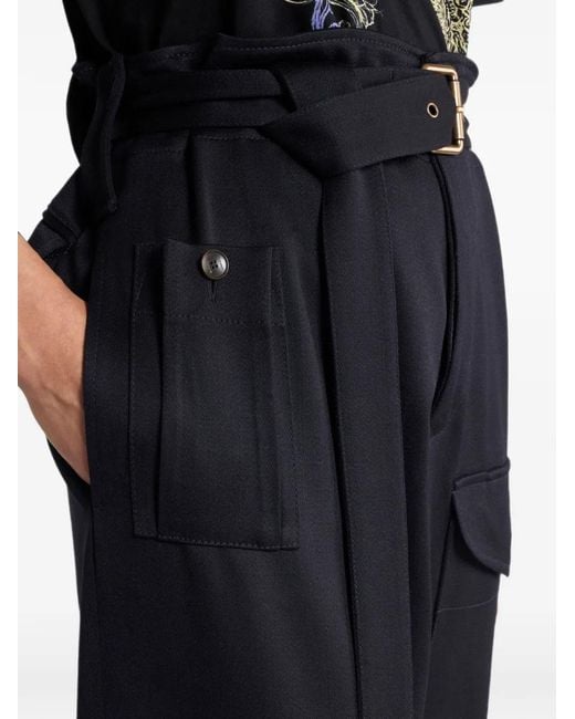 Etro Black Straight-Leg Wool Trousers With Pockets And Belt
