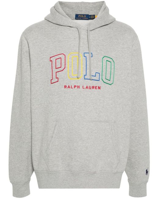 Polo Ralph Lauren Gray Embroidered-logo Hoodie for men
