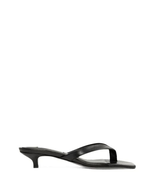 Totême White Leather Heeled Flip Flops