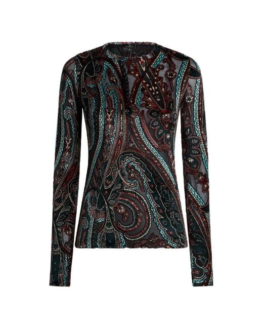 Etro Black Chenille Jacquard Sweater With Paisley Motif