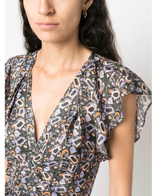 Isabel Marant Gray Lyndsay Graphic-Print Midi Dress