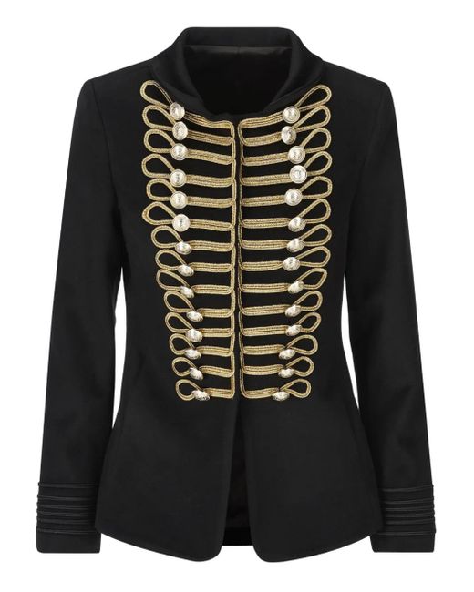 Il tabarro Black Braid-Trimmed Military Jacket