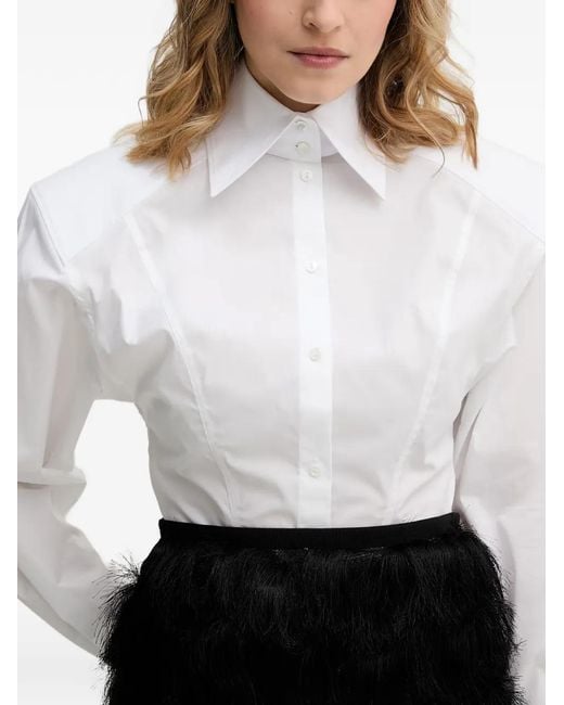 Karl Lagerfeld White Structured-Shoulder Shirt