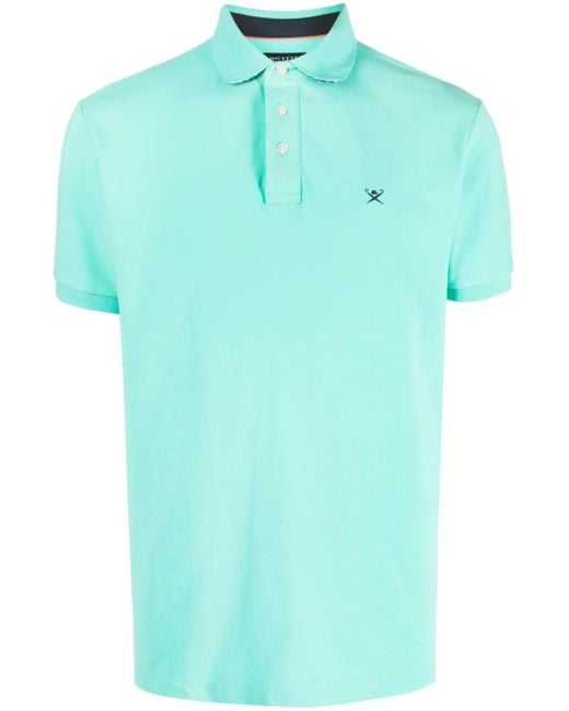 Hackett Blue Logo-Embroidered Piqué Cotton Polo Shirt for men