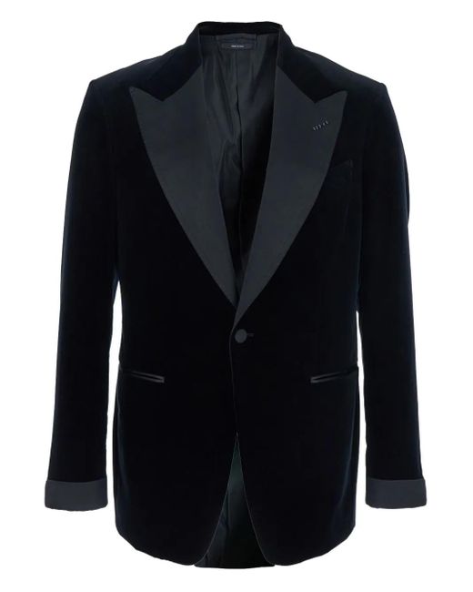 Tom Ford Fluwelen Smoking Dinerjack Met Puntige Revers in het Blue voor heren