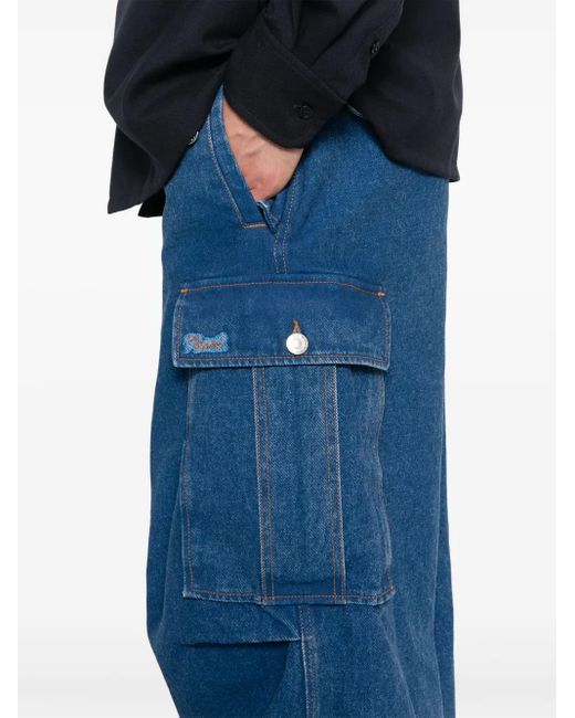 Marni Blue Logo-Patch Cargo Jeans for men