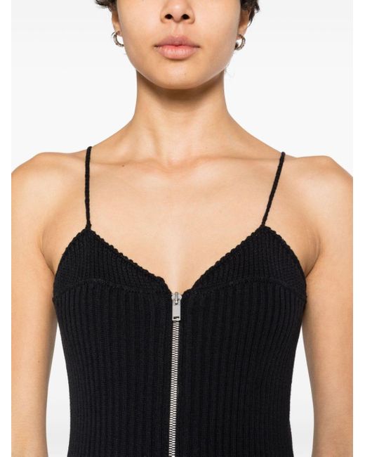 Jil Sander Black Ribbed-knit Cotton Dress - Women's - Cotton