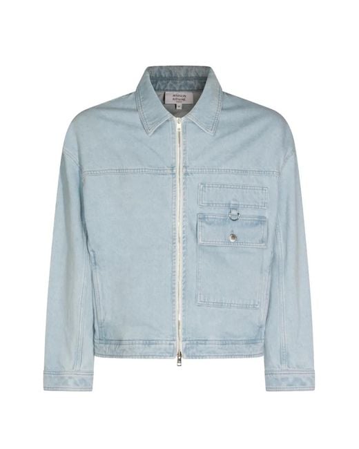 Maison Kitsuné Blue Zip-Up Denim Jacket for men