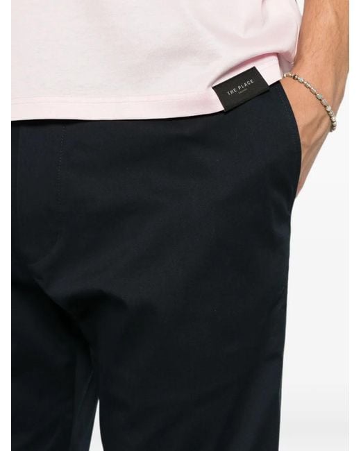 Low Brand Blue Elasticated-Waistband Trousers for men