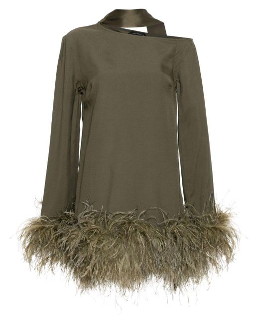 ‎Taller Marmo Green Gina Feather-trimmed Dress - Women's - Acetate/viscose/ostrich Feather