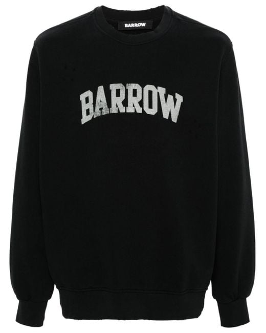 Barrow Black Logo-print Distressed Sweatshirt