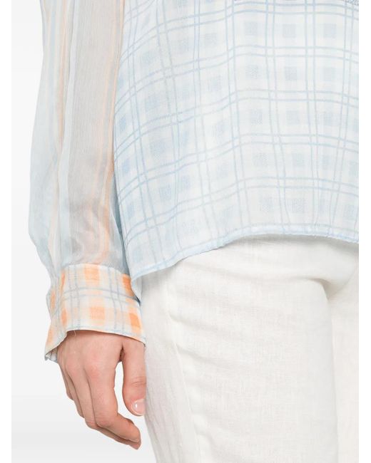 Ermanno Scervino Blue Check-Print Buttoned Shirt