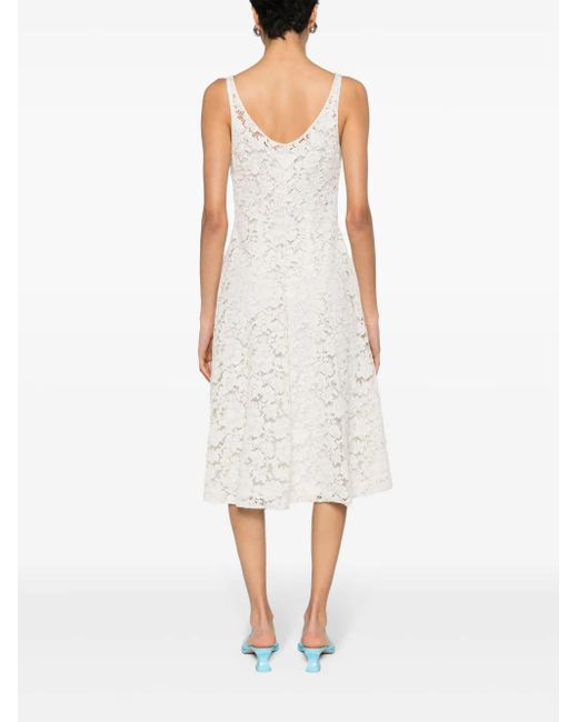 Prada White Floral-Lace A-Line Dress