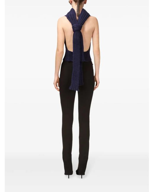 Area Mouwloze Top Met Gedraaide Gebreide in het Blue