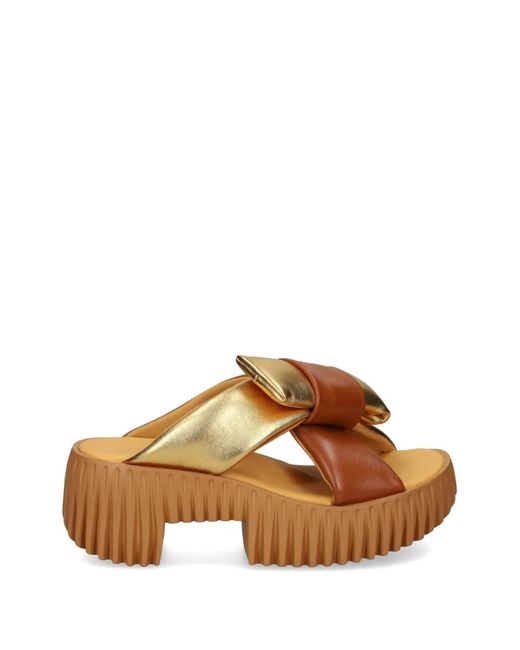 4Ccccees Brown Plia Bow Platform Leather Sandals