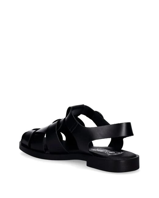 Fly London Black Interwoven Leather Sandals
