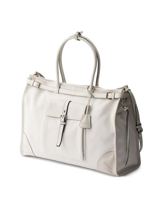 Prada Gray Bonnie Denim And Leather Tote Bag for men