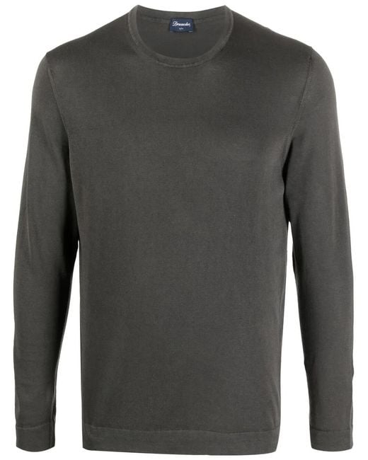 Drumohr Gray Crew-Neck Long-Sleeved Top for men