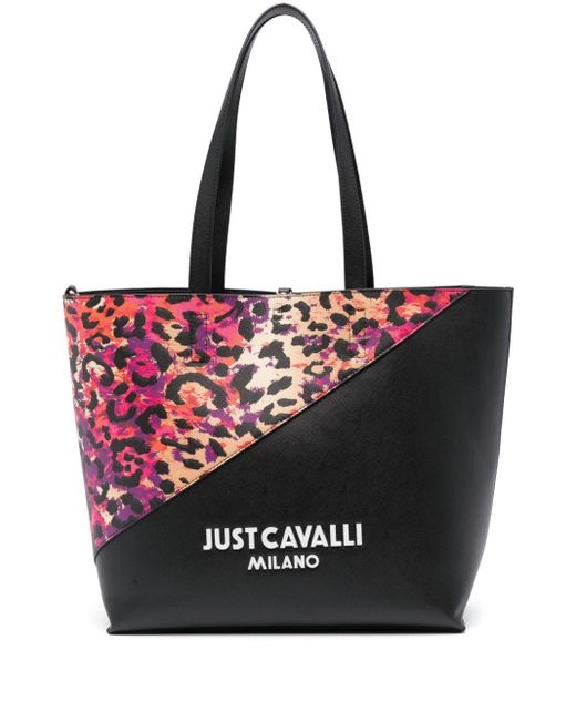 Just Cavalli Black Colourblock Panelled Tote Bag