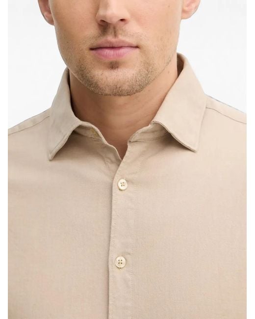 Lindbergh Natural Long-Sleeve Button-Down Shirt for men