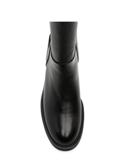ADRIANNA FERETTI Black Logo-Plaque Knee-High Boots