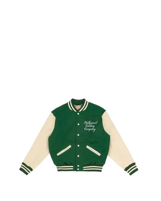HTC Green College Logo-Embroidered Varsity Jacket for men