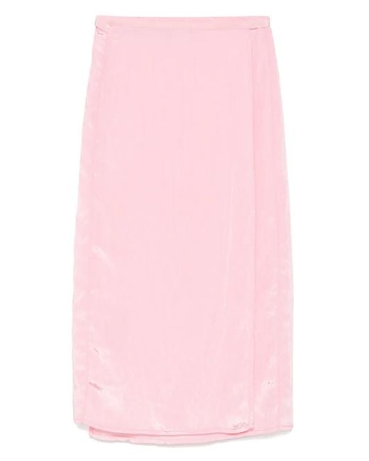 Forte Forte Pink Crinkled Midi Skirt