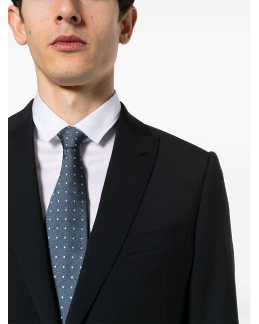 Emporio Armani Black Wool Single-Breasted Suit for men