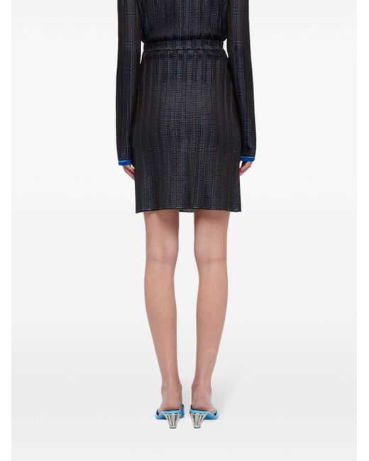 Ferragamo Blue Knitted Micro-jacquard Miniskirt