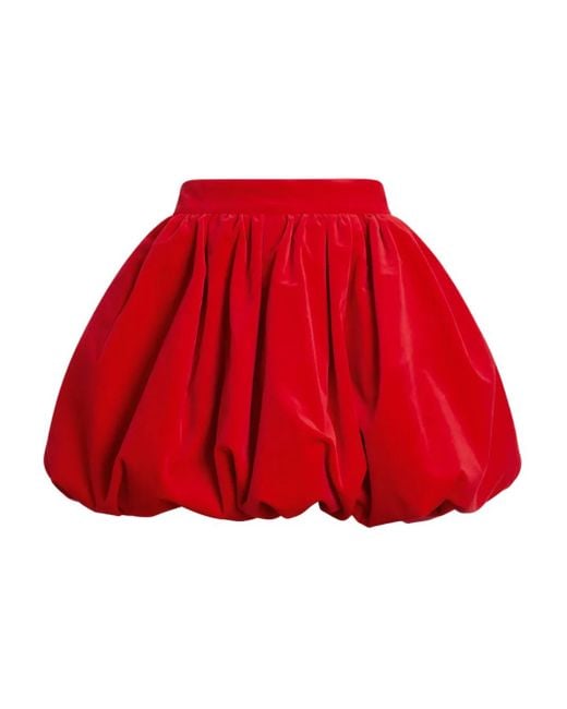 Patou Red Bubble Balloon-Pleated Skirt
