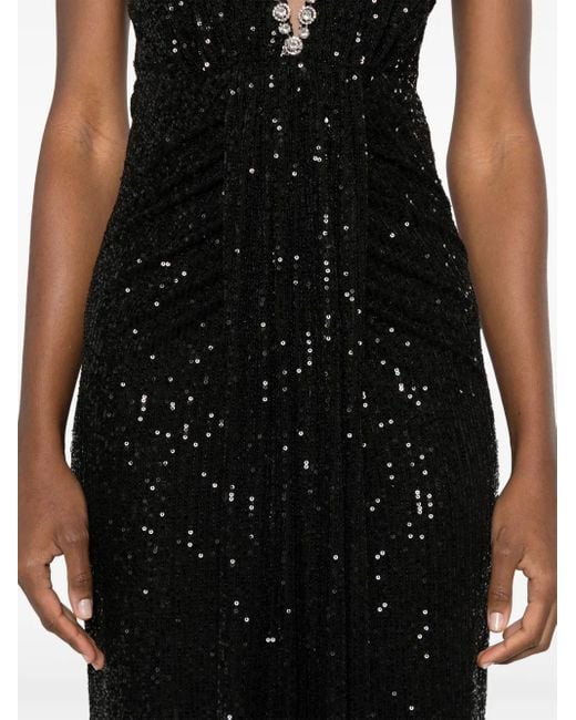 Nissa Black Sequinned Halterneck Maxi Dress