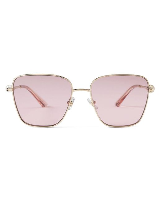 Jimmy Choo Pink Crystal-embellished Square-frame Sunglasses