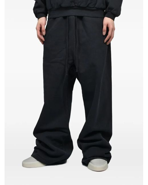 Essentials Black Logo-Print Drawstring Sweatpants for men
