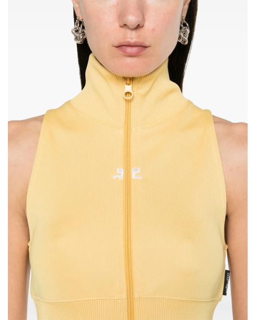 Courreges Yellow Zip-Up Cropped Vest