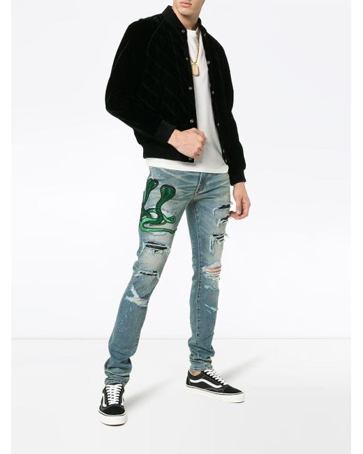 Amiri Denim Snake Patch Embroidered 