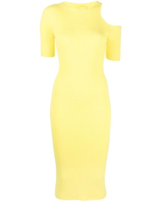 Aeron Ribgebreide Midi-jurk in het Yellow