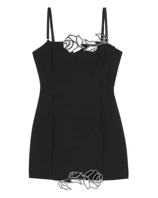 Blumarine Mini-Jurk Met Geborduurde Rozen in het Black