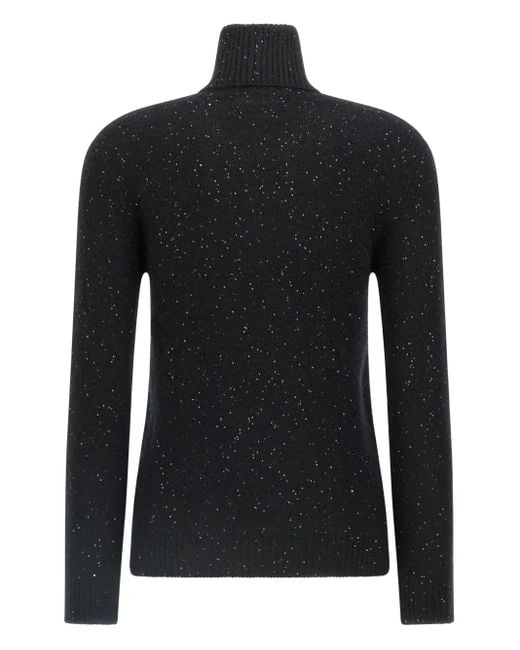 Fabiana Filippi Black Sequin Turtleneck Sweater