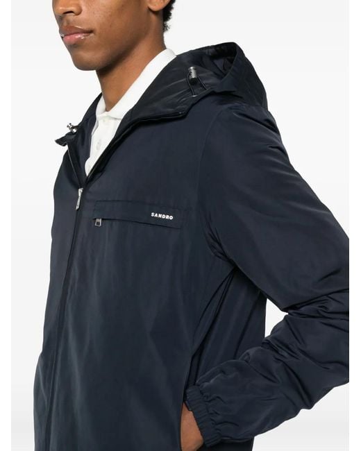 Sandro Blue Logo-Detail Padded Jacket for men