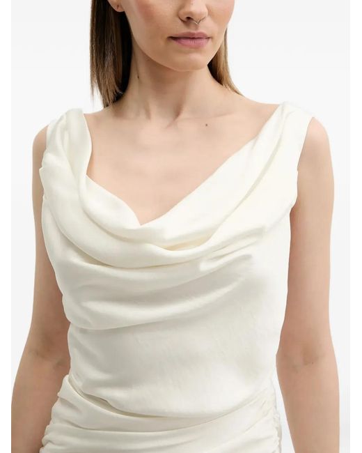 Abercrombie & Fitch White Cowl-Neck Slit Midi Dress